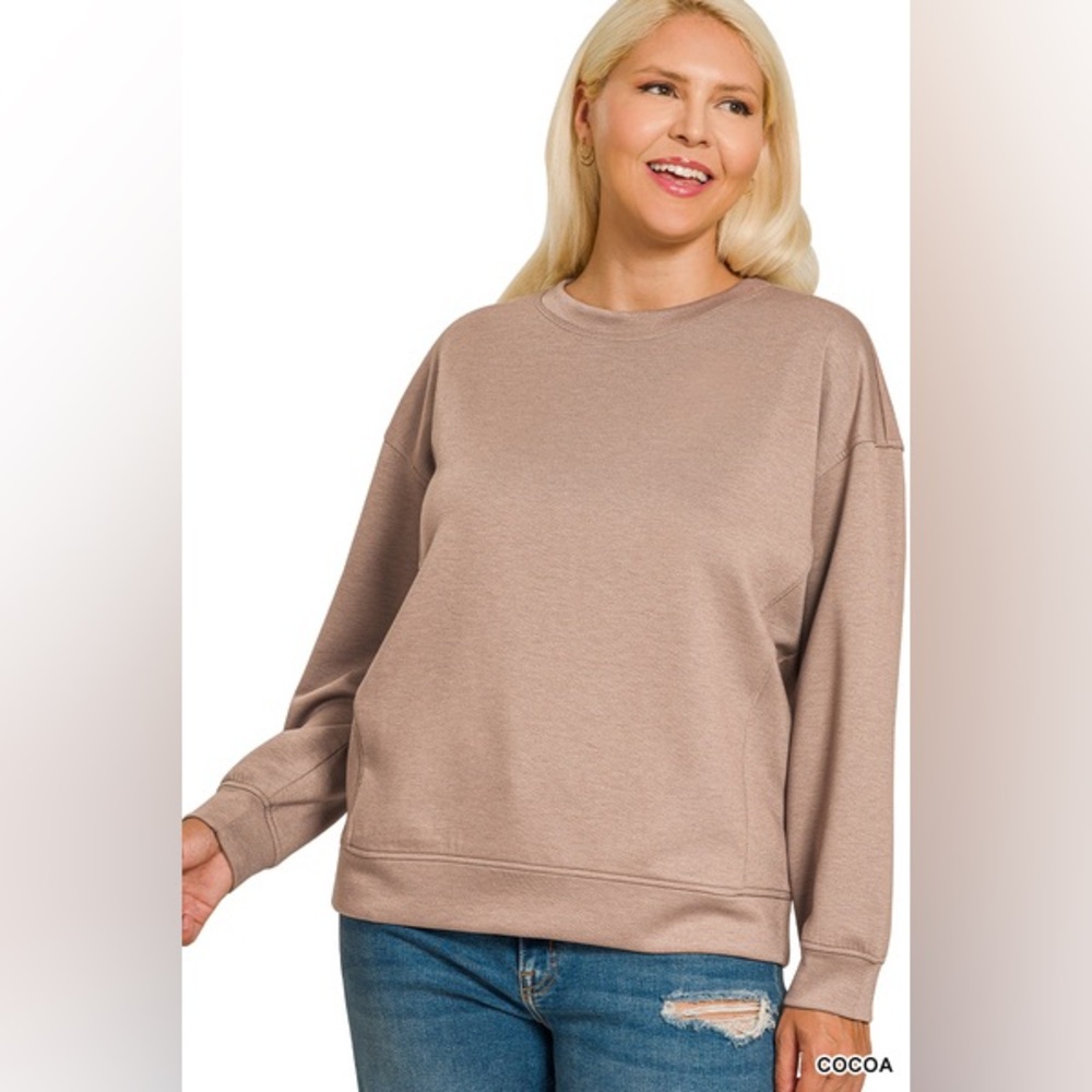 Zenana PLUS SCUBA ROUND-NECK SWEATSHIRTS - Picture 2 of 3